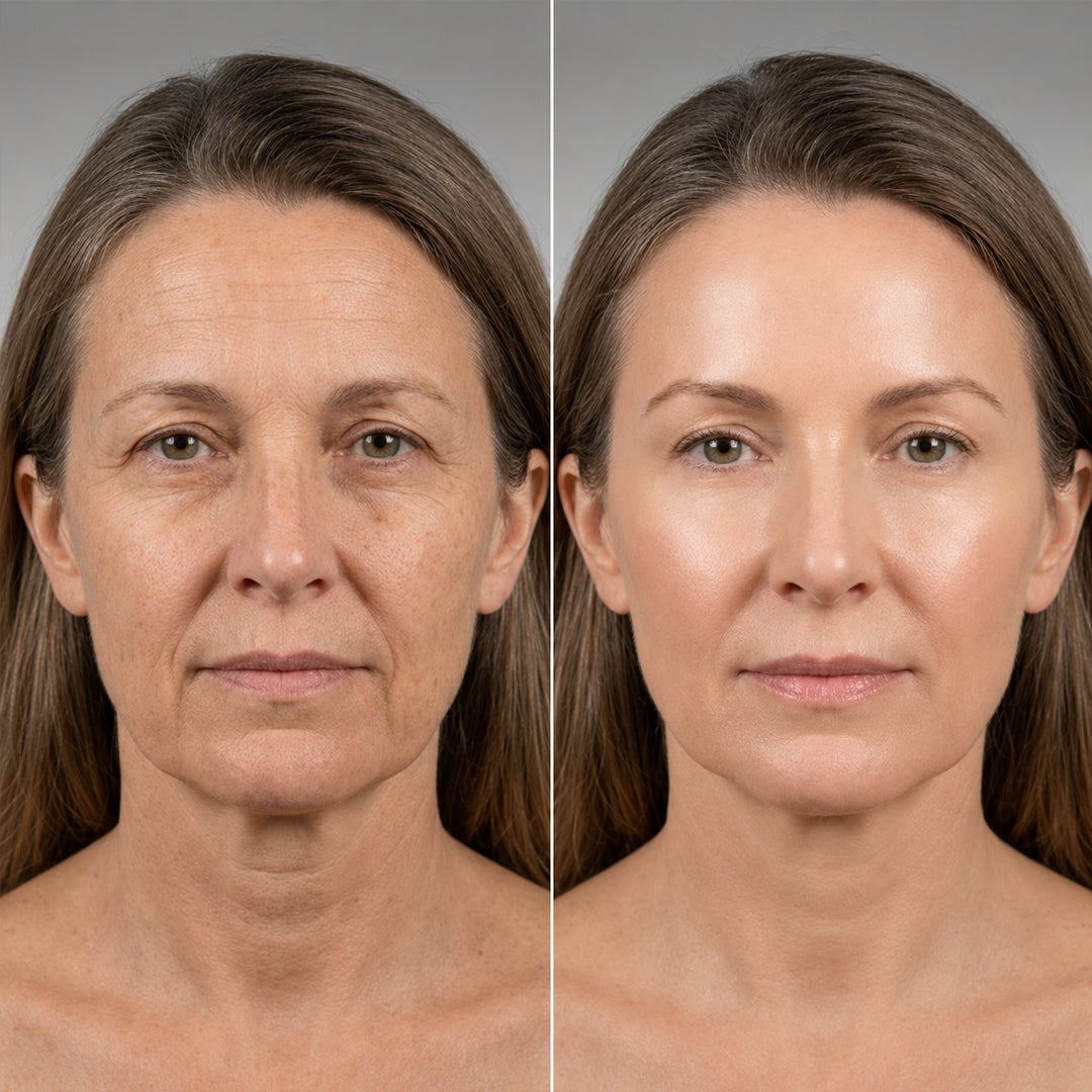 Before and after skincare result